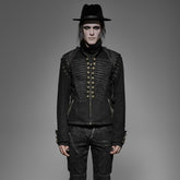 Y-721 black Rugged Denim Punk Jacket For Men With Removable Sleeves?-??Punk Rave Clothing