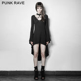 PQ-184 Dark Witch Sexy Irregular Hem Long Sleeve Gothic Dresses?-??Punk Rave Clothing