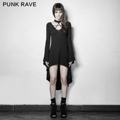 PQ-184 Dark Witch Sexy Irregular Hem Long Sleeve Gothic Dresses?-??Punk Rave Clothing