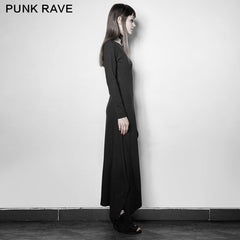 PQ-192 black Party High Slit Vintage Casual Asymmetric Hem Punk Dress?-??Punk Rave Clothing