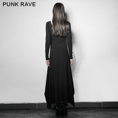 PQ-192 black Party High Slit Vintage Casual Asymmetric Hem Punk Dress?-??Punk Rave Clothing