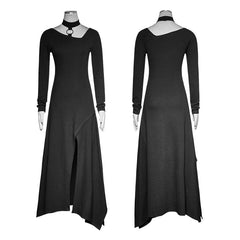 PQ-192 black Party High Slit Vintage Casual Asymmetric Hem Punk Dress?-??Punk Rave Clothing