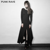 PQ-192 black Party High Slit Vintage Casual Asymmetric Hem Punk Dress?-??Punk Rave Clothing