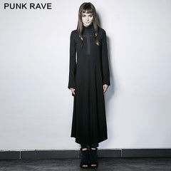 PQ-183 Dark Cross Hollow-out Trumpet Sleeves Slim High Collar Gothic Dresses?-??Punk Rave Clothing