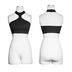 PT-115 black Irregular Demon Bone Print Punk Vest With Cross?-??Punk Rave Clothing
