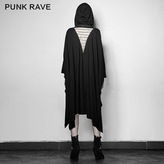 PT-117 black Bone Ghost Film Printing Loose Bat Sleeve Punk T-shirts With Cape?-??Punk Rave Clothing