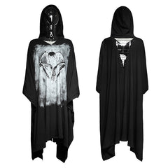 PT-117 black Bone Ghost Film Printing Loose Bat Sleeve Punk T-shirts With Cape?-??Punk Rave Clothing