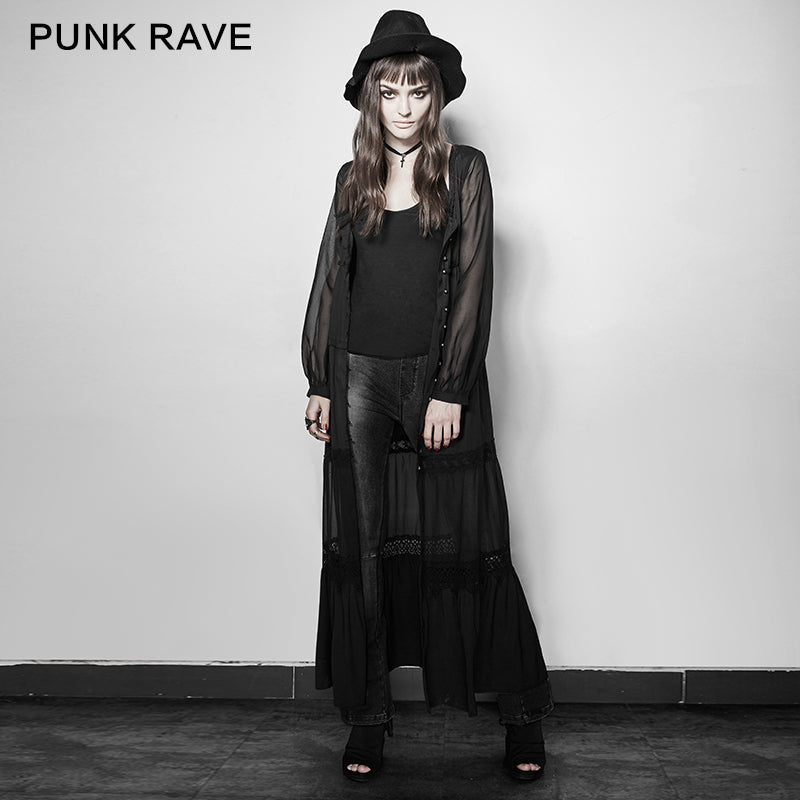 PY-192 Vintage Style Sheer Sleeves Long Lace Flowing Gothic Coat?-??Punk Rave Clothing