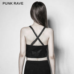 PY-198 Fashion black Sexy Women Laced Zipper Up Leather Punk Vest?-??Punk Rave Clothing