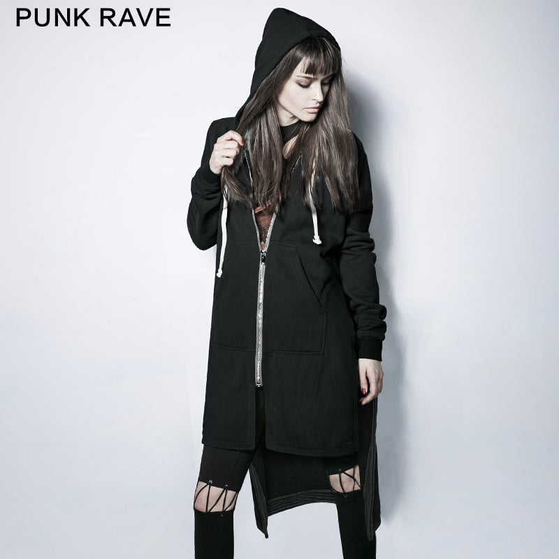 PY-216 Dark Skinny Hoodie Punk Coat With The Short Front And Long Back?-??Punk Rave Clothing