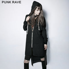 PY-216 Dark Skinny Hoodie Punk Coat With The Short Front And Long Back?-??Punk Rave Clothing