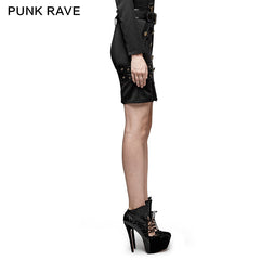 Q-316 Delicate Uniform Military Warrior Wrapped Half Punk Skirt?-??Punk Rave Clothing