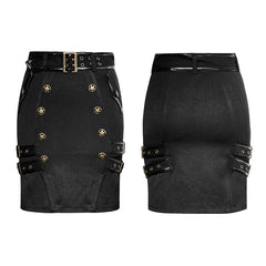 Q-316 Delicate Uniform Military Warrior Wrapped Half Punk Skirt?-??Punk Rave Clothing