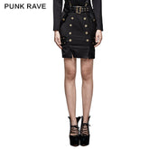 Q-316 Delicate Uniform Military Warrior Wrapped Half Punk Skirt?-??Punk Rave Clothing