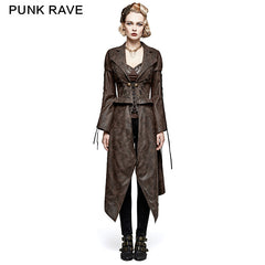 Y-731 Steampunk Hot Stamping Dovetail Woven Punk Jacket With Removable Hem?-??Punk Rave Clothing