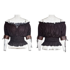 T-444 Steampunk Global Top Fashion Reversible Synthetic Slash Neck Punk T-shirts?-??Punk Rave Clothing