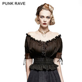 T-444 Steampunk Global Top Fashion Reversible Synthetic Slash Neck Punk T-shirts?-??Punk Rave Clothing