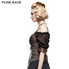 Y-727 Steampunk Gear Burnt Out Stretchy Knitted Twill Punk Vest?-??Punk Rave Clothing