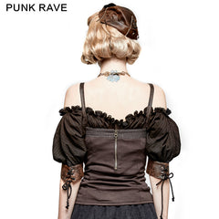 Y-727 Steampunk Gear Burnt Out Stretchy Knitted Twill Punk Vest?-??Punk Rave Clothing