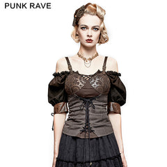Y-727 Steampunk Gear Burnt Out Stretchy Knitted Twill Punk Vest?-??Punk Rave Clothing