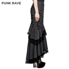 Q-306 Steampunk Graceful Full-skirted Stripes Woven Fishtail Punk Skirt?-??Punk Rave Clothing