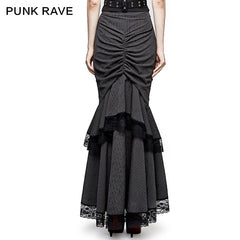 Q-306 Steampunk Graceful Full-skirted Stripes Woven Fishtail Punk Skirt?-??Punk Rave Clothing