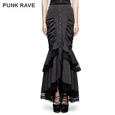 Q-306 Steampunk Graceful Full-skirted Stripes Woven Fishtail Punk Skirt?-??Punk Rave Clothing