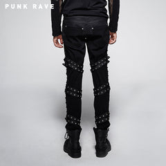 K-206 Brand New Style Belts Decorated 100% Cotton Slim Punk Pants?-??Punk Rave Clothing