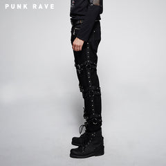 K-206 Brand New Style Belts Decorated 100% Cotton Slim Punk Pants?-??Punk Rave Clothing