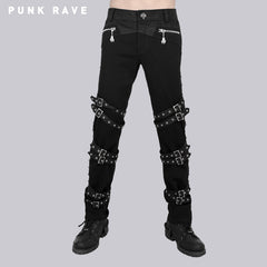 K-206 Brand New Style Belts Decorated 100% Cotton Slim Punk Pants?-??Punk Rave Clothing