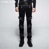 K-206 Brand New Style Belts Decorated 100% Cotton Slim Punk Pants?-??Punk Rave Clothing