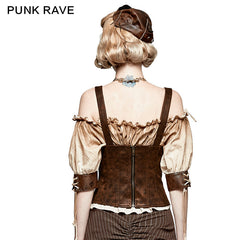 S-204 Steampunk black Drawstring Tight Leather Corset Accessories?-??Punk Rave Clothing