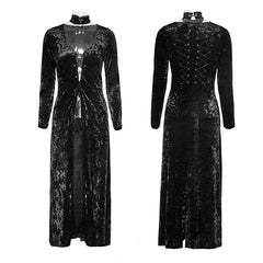 Y-735 Retro-minimalist Band Imitation Gold Laced Back Velvet Gothic Coat?-??Punk Rave Clothing