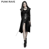 Y-730 Classic Drawstring High Slit Long Punk Coat?-??Punk Rave Clothing