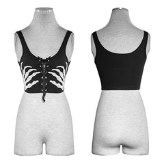T-447 Ghost Hands Printed Strapless Short Punk Vest?-??Punk Rave Clothing