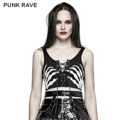 T-447 Ghost Hands Printed Strapless Short Punk Vest?-??Punk Rave Clothing