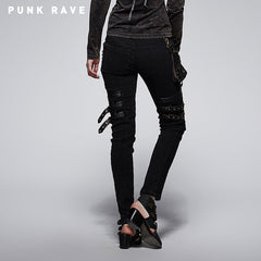 K-207 For Women Spring Steampunk Elastic Tight Cotton Punk Pants?-??Punk Rave Clothing