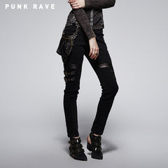 K-207 For Women Spring Steampunk Elastic Tight Cotton Punk Pants?-??Punk Rave Clothing