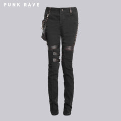 K-207 For Women Spring Steampunk Elastic Tight Cotton Punk Pants?-??Punk Rave Clothing