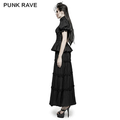 Q-314 Two-piece Noble Splicing Puff Sleeve Gothic Dresses?-??Punk Rave Clothing