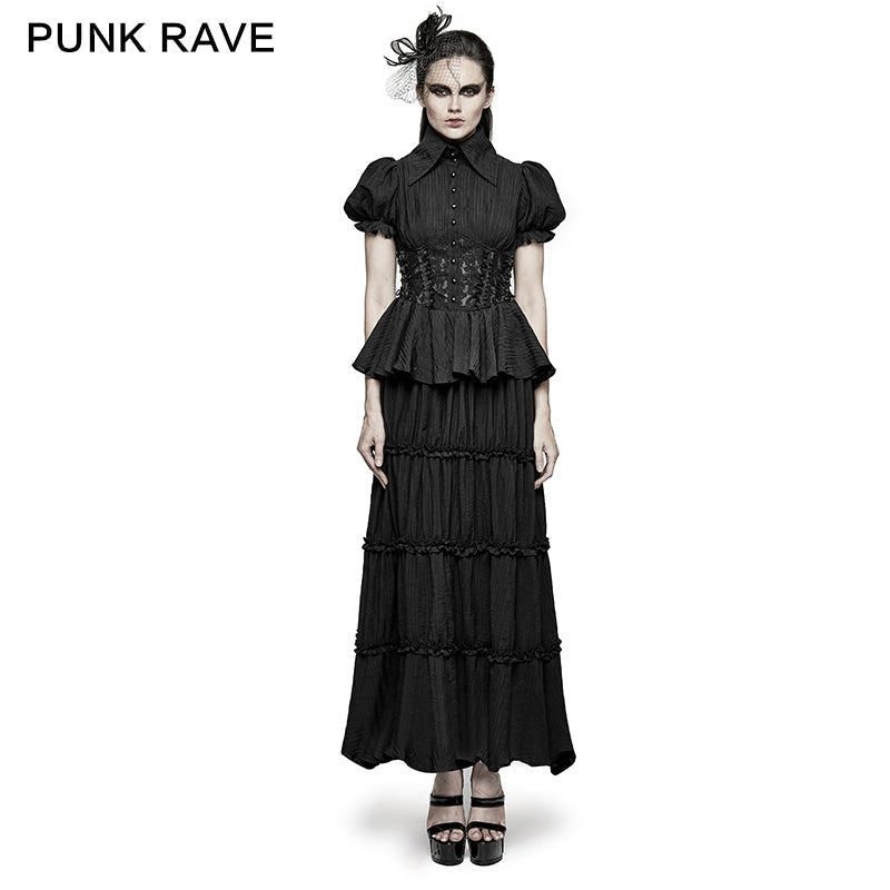 Q-314 Two-piece Noble Splicing Puff Sleeve Gothic Dresses?-??Punk Rave Clothing