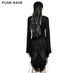T-452 Asymmetric Hem Square Collar Feminine Gothic T-shirts?-??Punk Rave Clothing