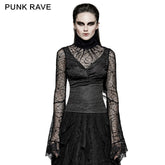 T-449 Spider Web Fabric High Collar Sexy Flare Sleeve Gothic T-shirts?-??Punk Rave Clothing