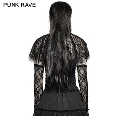 T-448 Asymmetric Peacock Cape black Gothic T-shirts?-??Punk Rave Clothing