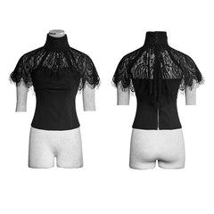 T-448 Asymmetric Peacock Cape black Gothic T-shirts?-??Punk Rave Clothing