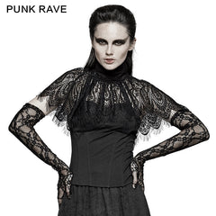 T-448 Asymmetric Peacock Cape black Gothic T-shirts?-??Punk Rave Clothing