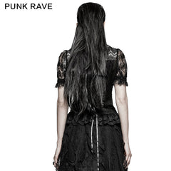 Y-723 Elegant Women 100% Cotton Lace Collar Tunic Ruffle Gothic Shirt?-??Punk Rave Clothing