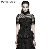 Y-723 Elegant Women 100% Cotton Lace Collar Tunic Ruffle Gothic Shirt?-??Punk Rave Clothing
