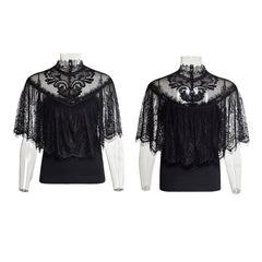 T-455 Gorgeous Floral Pattern Sleeveless Light Lace Gothic T-Shirt?-??Punk Rave Clothing