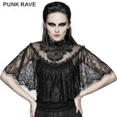 T-455 Gorgeous Floral Pattern Sleeveless Light Lace Gothic T-Shirt?-??Punk Rave Clothing